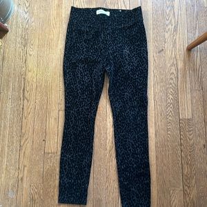 Black velour leopard prints pants